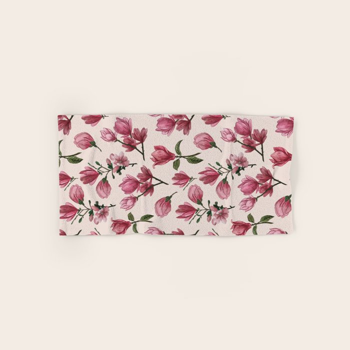 Pink Magnolia Blossoms Bath Towel Gallery Image 1
