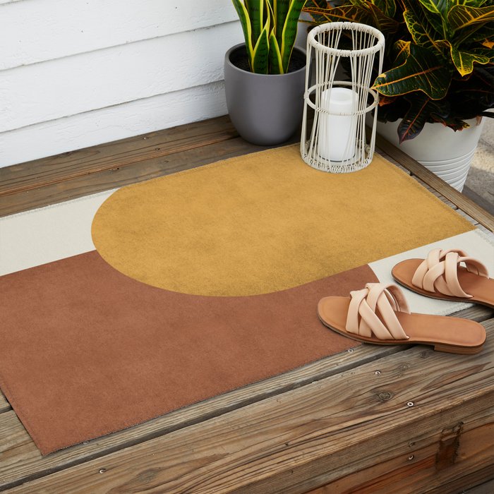 Halfmoon Colorblock - Gold Brown Outdoor Rug Gallery Image 2