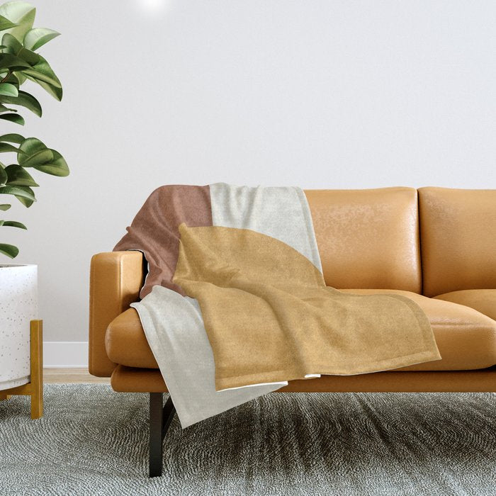 Halfmoon Colorblock - Gold Brown Throw Blanket Gallery Image 1