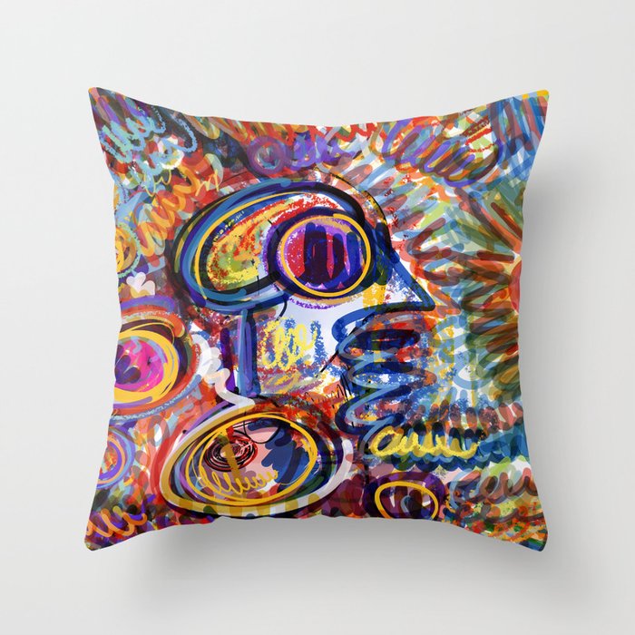 Sunny Life Graffiti Doodle Art by Emmanuel Signorino Throw Pillow Gallery Image 6
