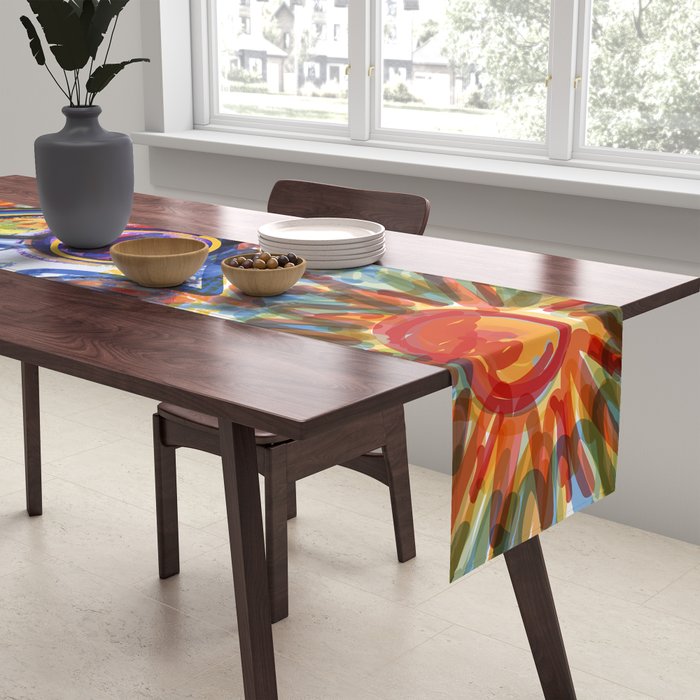 Sunny Life Graffiti Doodle Art by Emmanuel Signorino Table Runner Gallery Image 2