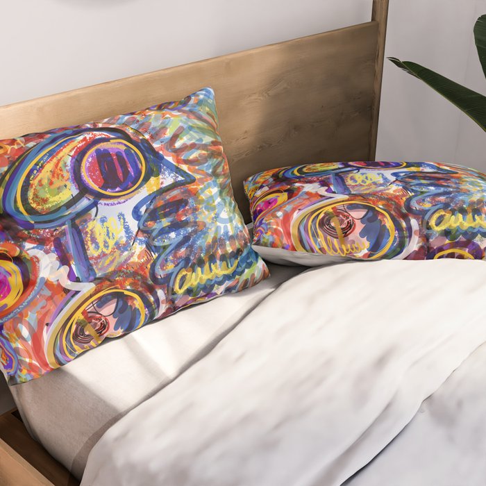Sunny Life Graffiti Doodle Art by Emmanuel Signorino Pillow Sham Gallery Image 2