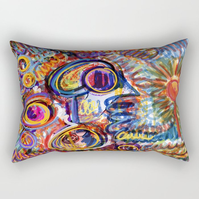Sunny Life Graffiti Doodle Art by Emmanuel Signorino Rectangular Pillow Gallery Image 1