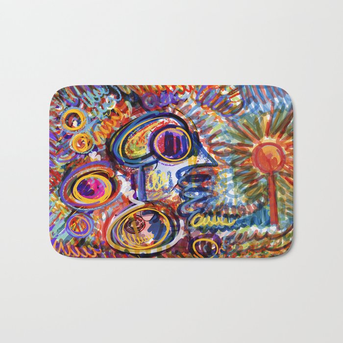 Sunny Life Graffiti Doodle Art by Emmanuel Signorino Bath Mat Gallery Image 1