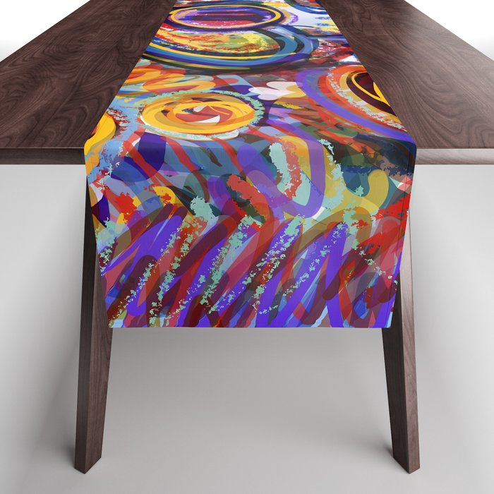 Sunny Life Graffiti Doodle Art by Emmanuel Signorino Table Runner Gallery Image 1