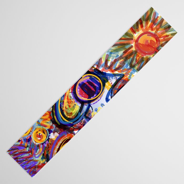 Sunny Life Graffiti Doodle Art by Emmanuel Signorino Table Runner Gallery Image 3