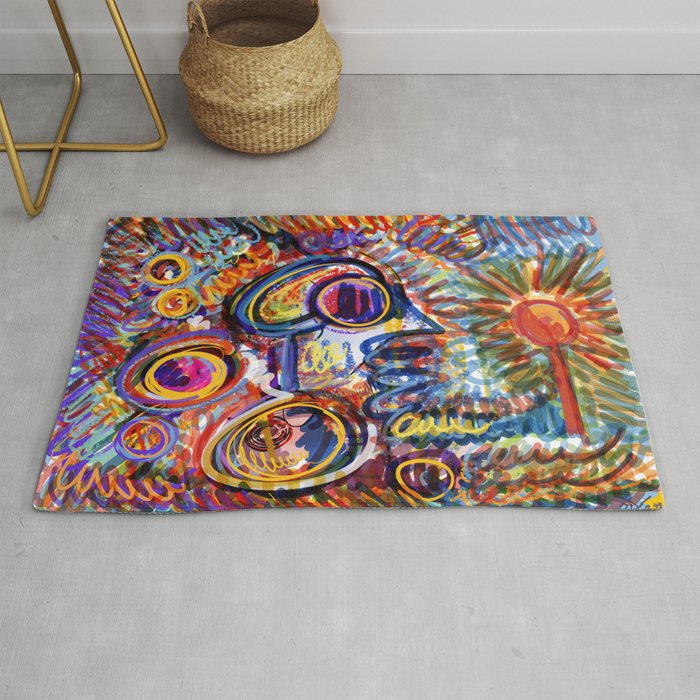 Sunny Life Graffiti Doodle Art by Emmanuel Signorino Rug Gallery Image 1