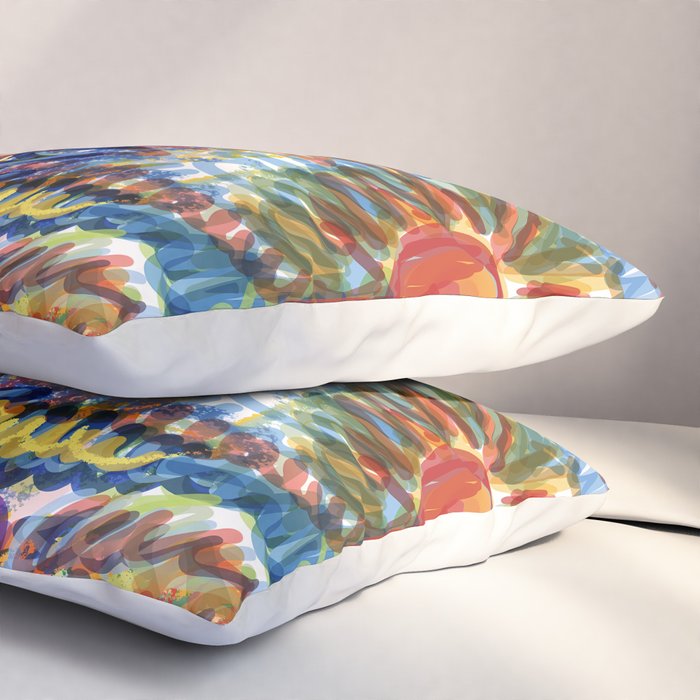 Sunny Life Graffiti Doodle Art by Emmanuel Signorino Pillow Sham Gallery Image 3