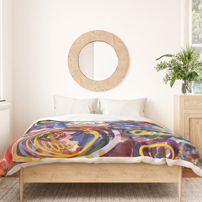 Sunny Life Graffiti Doodle Art by Emmanuel Signorino Duvet Cover Gallery Image 3