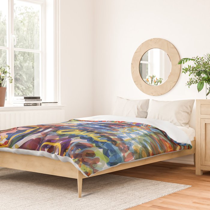 Sunny Life Graffiti Doodle Art by Emmanuel Signorino Duvet Cover Gallery Image 2