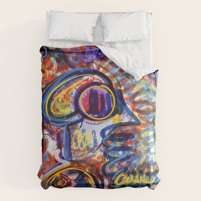 Sunny Life Graffiti Doodle Art by Emmanuel Signorino Duvet Cover Gallery Image 6