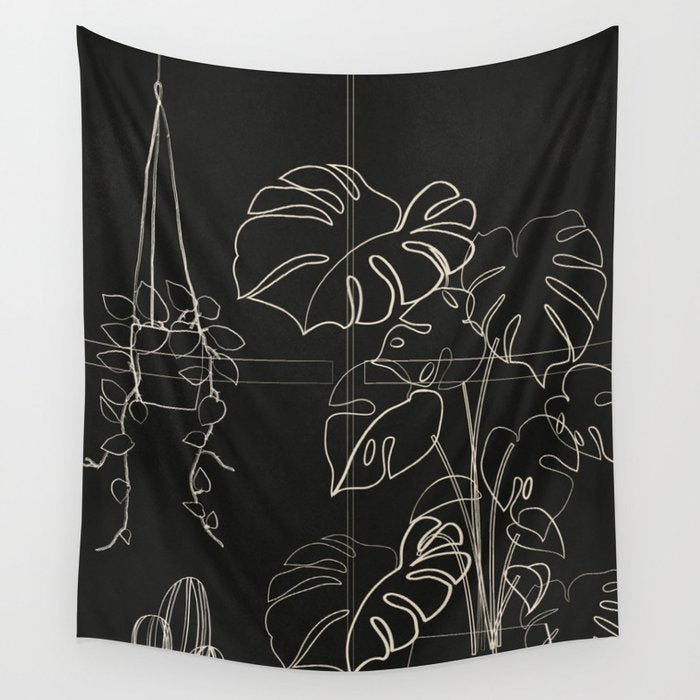 Minimal Window With Potted Plants 3 Wall Tapestry Gallery Image 4