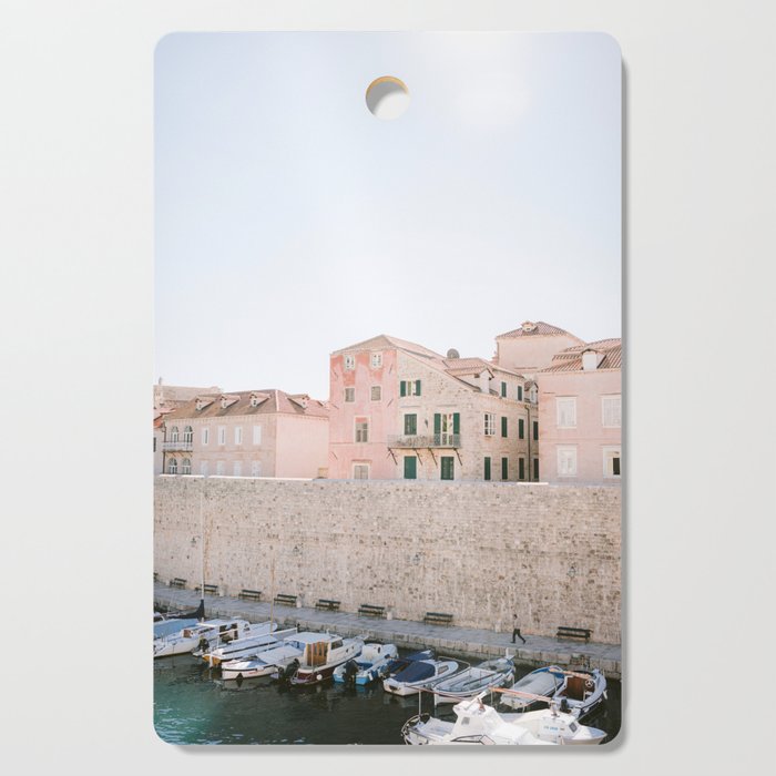 Walls of Dubrovnik | Pastel travel photography Croatia | Wanderlust vibes print Cutting Board Gallery Image 1