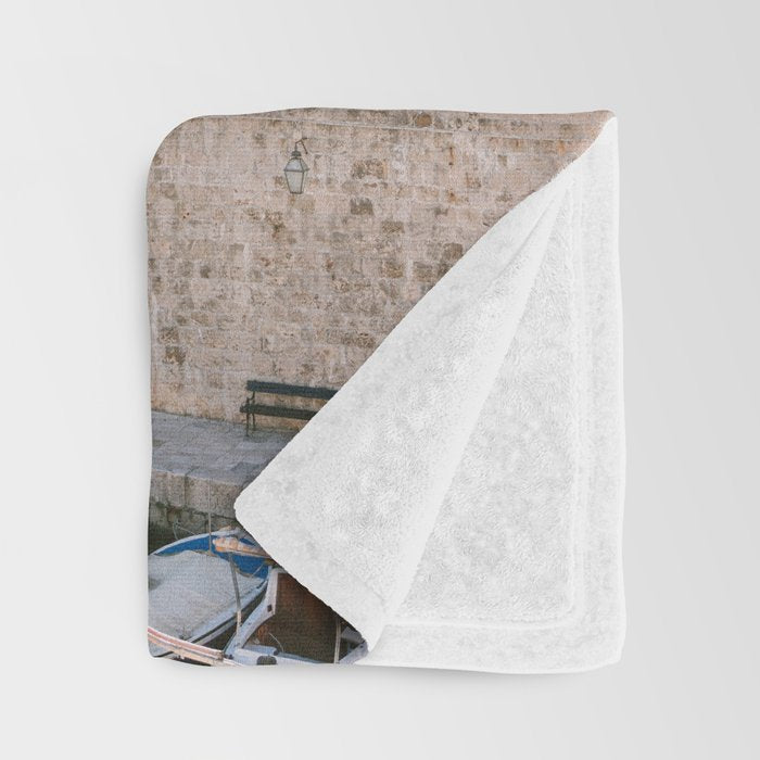 Walls of Dubrovnik | Pastel travel photography Croatia | Wanderlust vibes print Throw Blanket Gallery Image 3