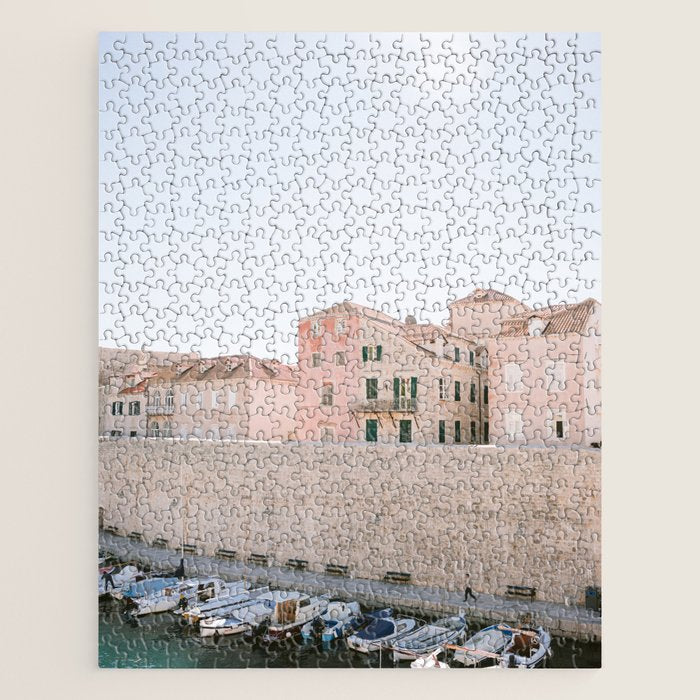 Walls of Dubrovnik | Pastel travel photography Croatia | Wanderlust vibes print Jigsaw Puzzle Gallery Image 1