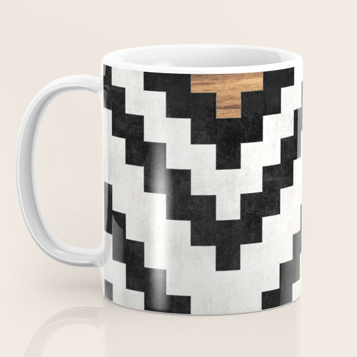 Urban Tribal Pattern No.16 - Aztec - Concrete and Wood Coffee Mug Gallery Image 3