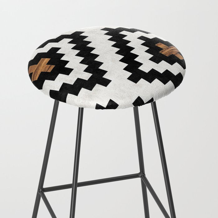 Urban Tribal Pattern No.16 - Aztec - Concrete and Wood Stool Gallery Image 2