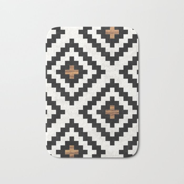 Urban Tribal Pattern No.16 - Aztec - Concrete and Wood Bath Mat Gallery Image 1