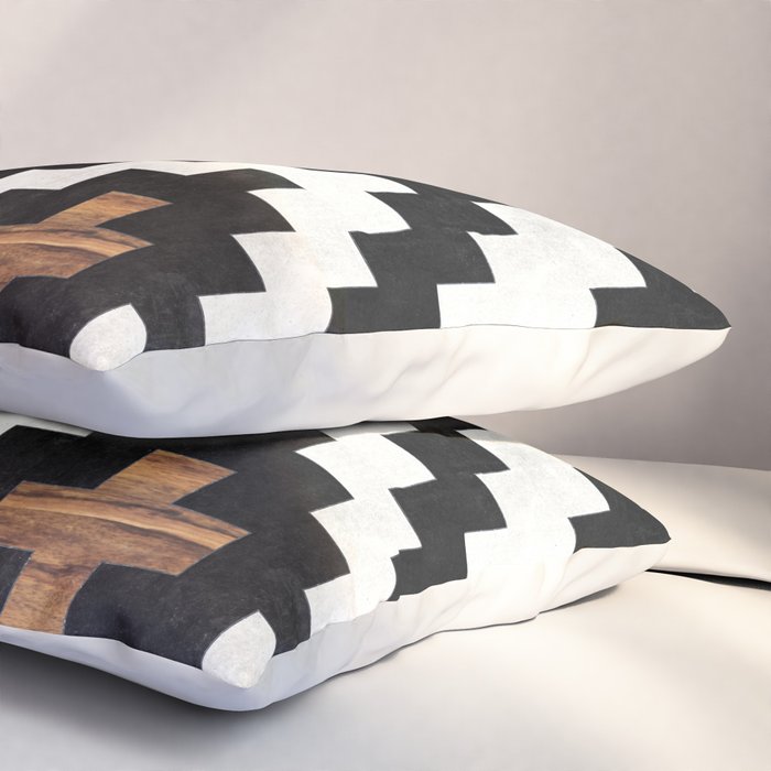 Urban Tribal Pattern No.16 - Aztec - Concrete and Wood Pillow Sham Gallery Image 3