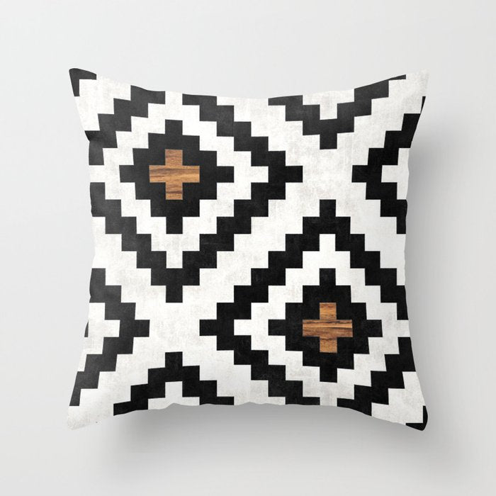 Urban Tribal Pattern No.16 - Aztec - Concrete and Wood Throw Pillow Gallery Image 6