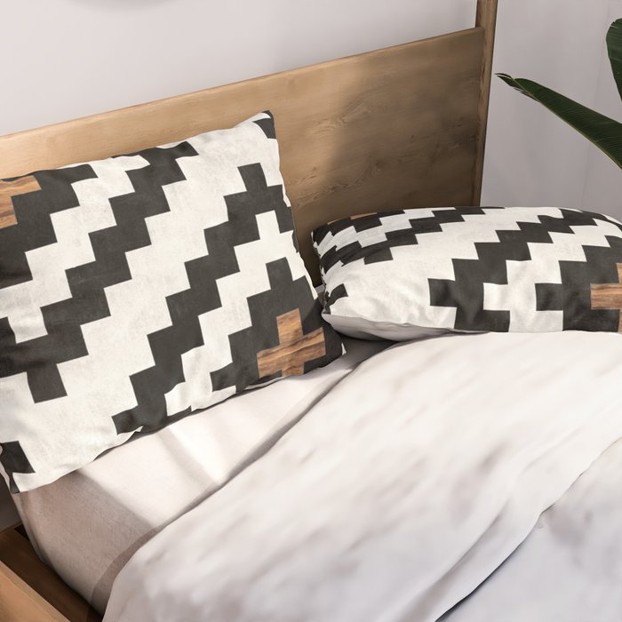 Urban Tribal Pattern No.16 - Aztec - Concrete and Wood Pillow Sham Gallery Image 2