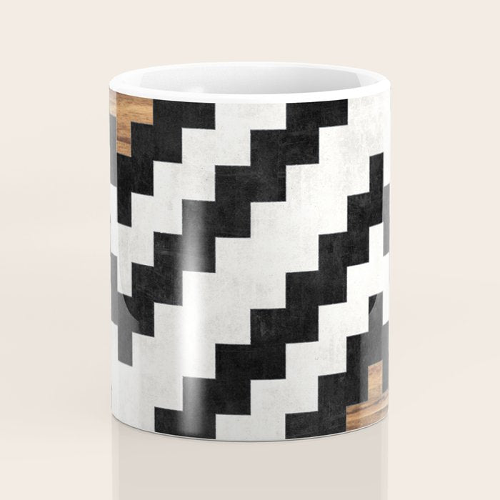 Urban Tribal Pattern No.16 - Aztec - Concrete and Wood Coffee Mug Gallery Image 4