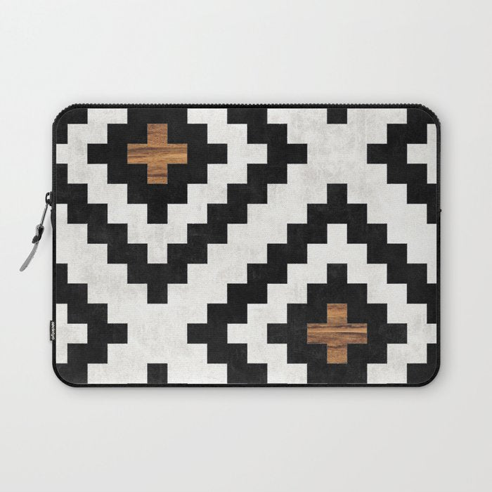 Urban Tribal Pattern No.16 - Aztec - Concrete and Wood Laptop Sleeve Gallery Image 1