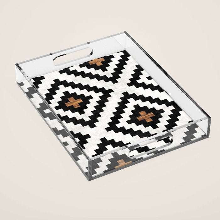 Urban Tribal Pattern No.16 - Aztec - Concrete and Wood Acrylic Tray Gallery Image 1