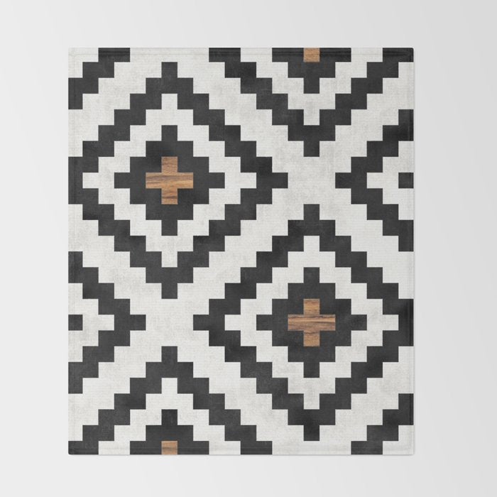 Urban Tribal Pattern No.16 - Aztec - Concrete and Wood Throw Blanket Gallery Image 2