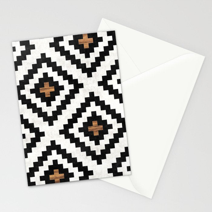 Urban Tribal Pattern No.16 - Aztec - Concrete and Wood Stationery Card Gallery Image 2