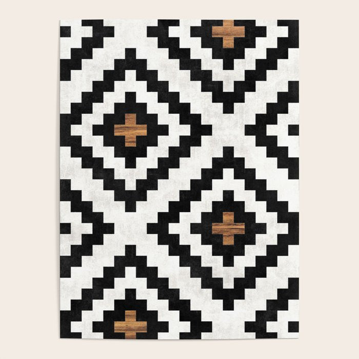 Urban Tribal Pattern No.16 - Aztec - Concrete and Wood Poster Gallery Image 4