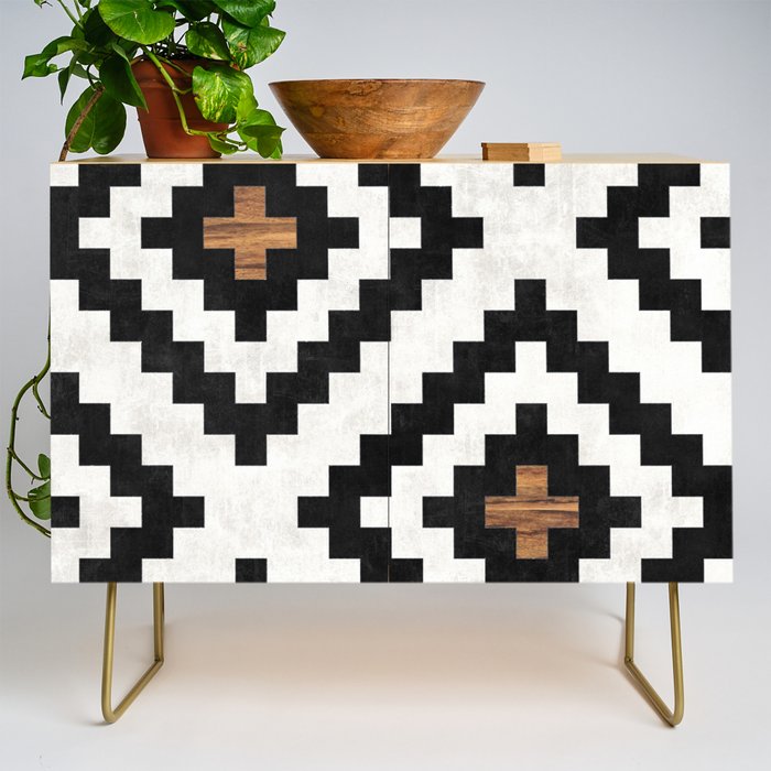 Urban Tribal Pattern No.16 - Aztec - Concrete and Wood Credenza Gallery Image 1