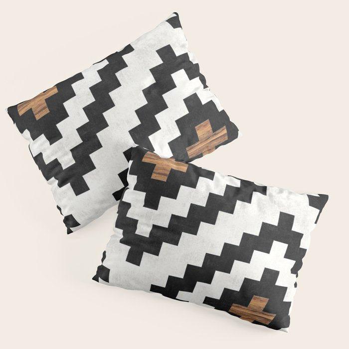 Urban Tribal Pattern No.16 - Aztec - Concrete and Wood Pillow Sham Gallery Image 3