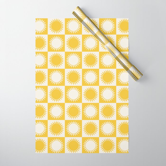 Sunshine Check - yellow Wrapping Paper Gallery Image 1