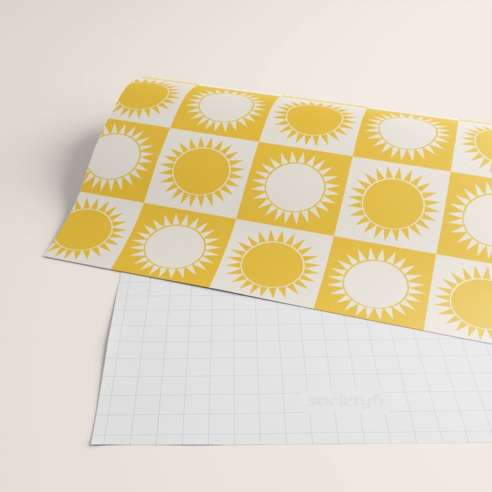 Sunshine Check - yellow Wrapping Paper Gallery Image 2
