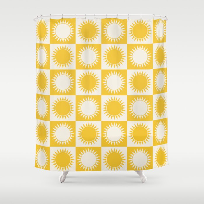 Sunshine Check - yellow Shower Curtain Gallery Image 1