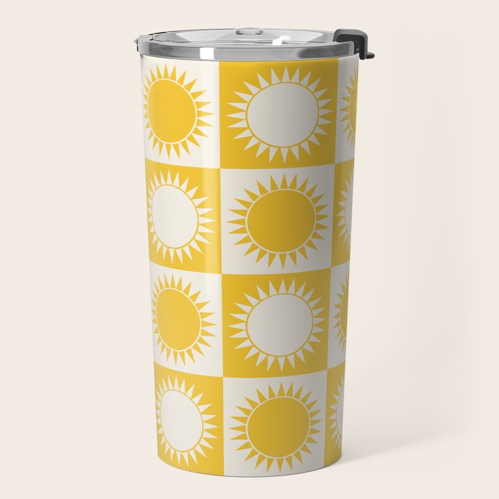 Sunshine Check - yellow Travel Mug Gallery Image 2