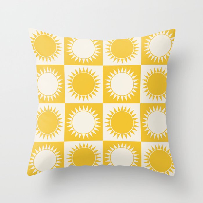 Sunshine Check - yellow Throw Pillow Gallery Image 6