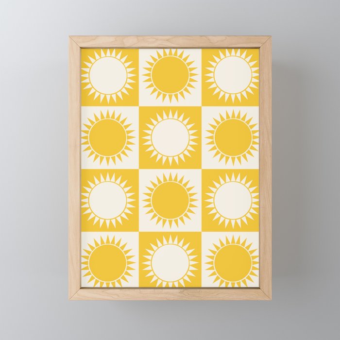 Sunshine Check - yellow Mini Art Print Gallery Image 1