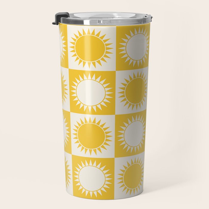 Sunshine Check - yellow Travel Mug Gallery Image 3