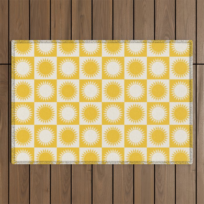 Sunshine Check - yellow Outdoor Rug Gallery Image 1