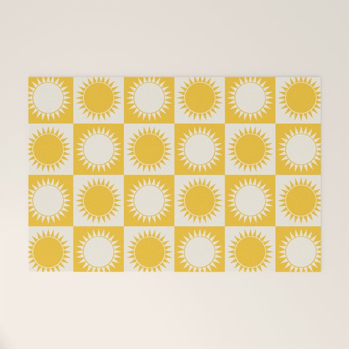 Sunshine Check - yellow Welcome Mat Gallery Image 1