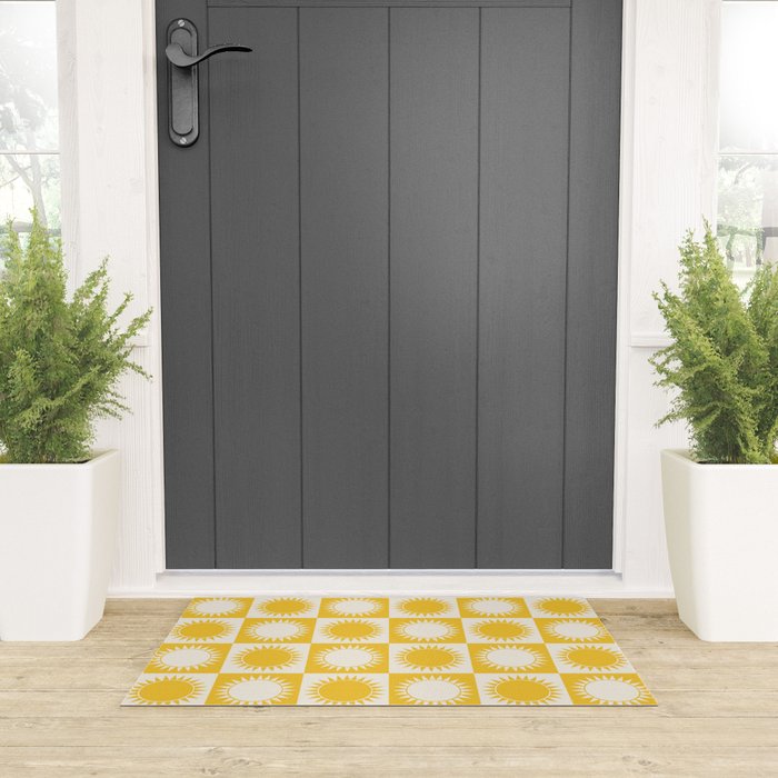 Sunshine Check - yellow Welcome Mat Gallery Image 3