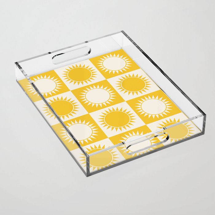 Sunshine Check - yellow Acrylic Tray Gallery Image 1