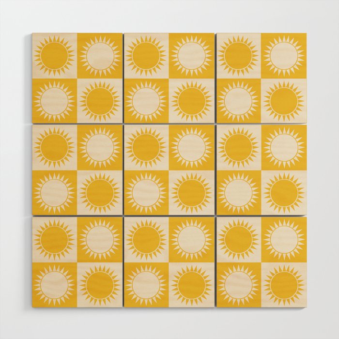 Sunshine Check - yellow Wood Wall Art Gallery Image 1