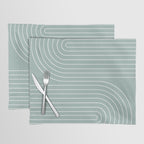 Minimal Line Curvature VII Sage Green Mid Century Modern Arch Abstract Placemat Gallery Image 1