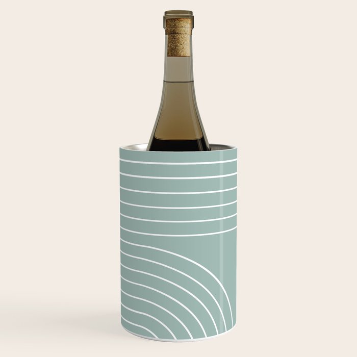 Minimal Line Curvature VII Sage Green Mid Century Modern Arch Abstract Wine Chiller Gallery Image 3