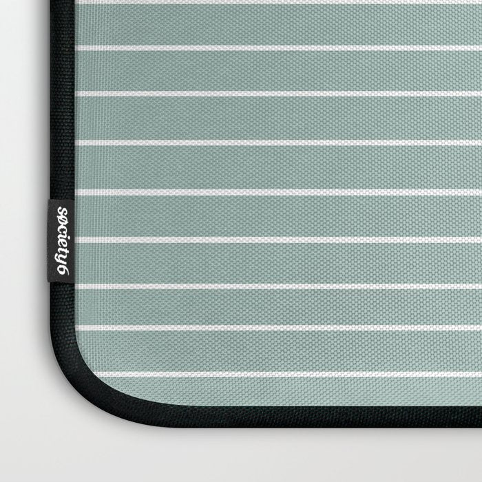 Minimal Line Curvature VII Sage Green Mid Century Modern Arch Abstract Laptop Sleeve Gallery Image 3