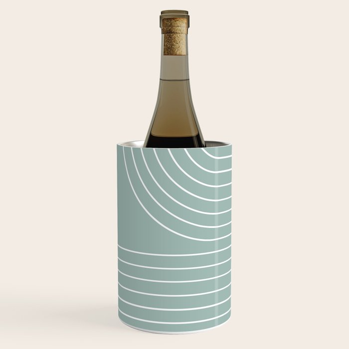 Minimal Line Curvature VII Sage Green Mid Century Modern Arch Abstract Wine Chiller Gallery Image 2
