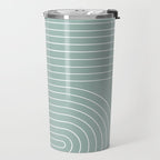 Minimal Line Curvature VII Sage Green Mid Century Modern Arch Abstract Travel Mug Gallery Image 2